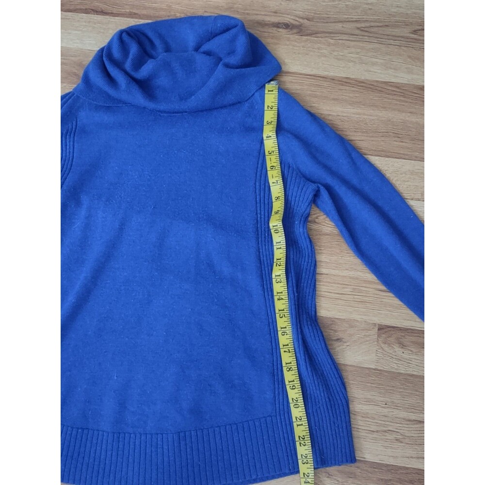 Ann Taylor Loft | Cobalt Royal Blue Women's Soft Cowl Neck Sweater Size M - Picture 6 of 7